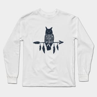 Wisdom Begins In Wonder. Arrow And Owl. Inspirational Quote Long Sleeve T-Shirt